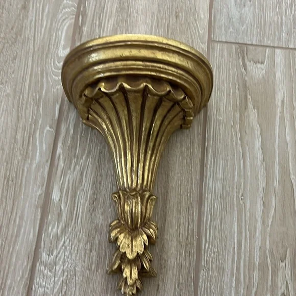 NEW Gorgeous Wood Ornate Gold Wall Sconce Shelf | 13”H x 8”W x 6”D - Picture 5 of 5